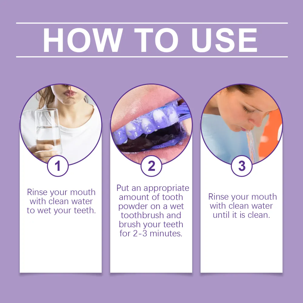 Oralhoe Purple Tooth Powder, Whitening and Gum Care, Cleanses Teeth, Freshens Breath, Cleanses Mouth, Freshens Care-$HT