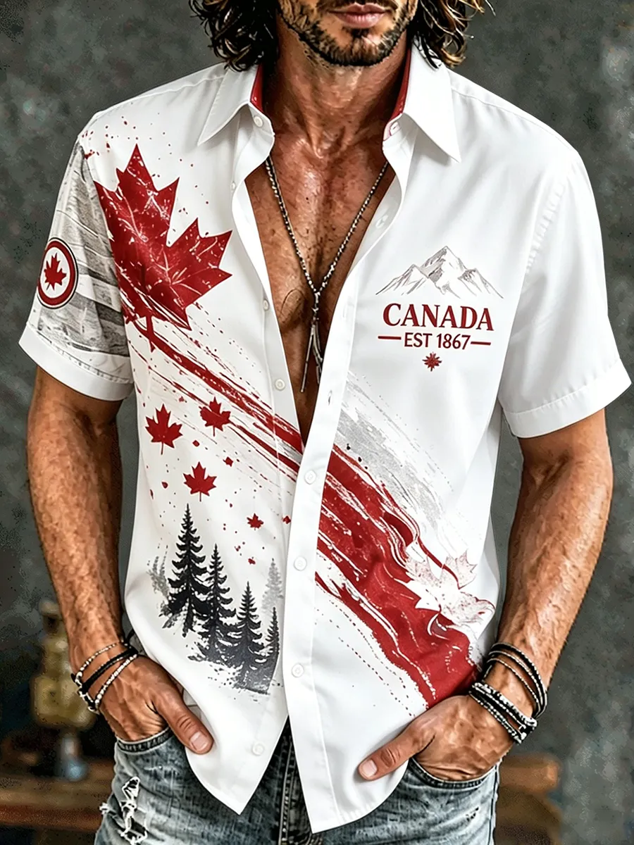 Men's Canada EST 1867 Split Color Button-Down Shirt