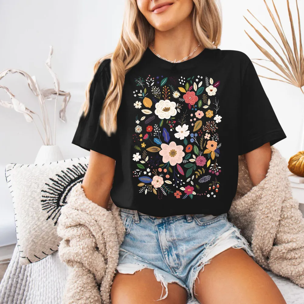 Nature Inspired Wildflower Printed T-Shirts