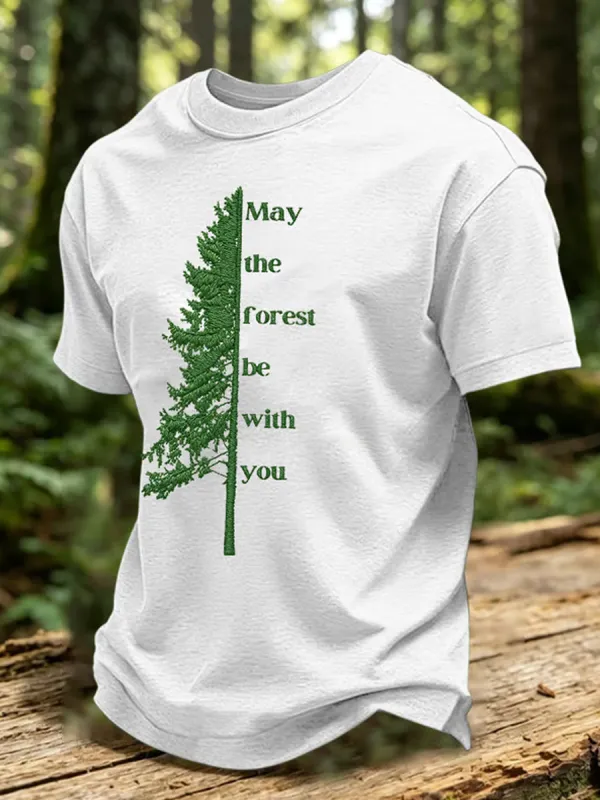 Men's May The Forest Be With You Printed Casual T-Shirt
