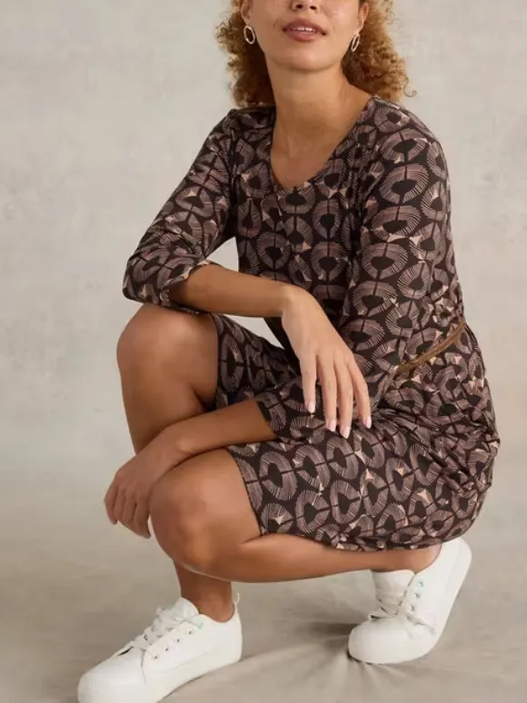 Jersey Printed Dress In Teal Prin