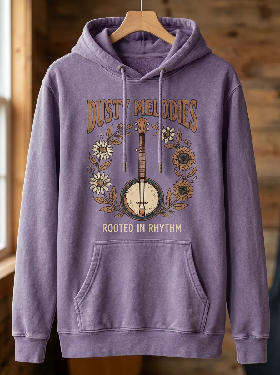 Western-Inspired Banjo Sunflower Unisex Country Music Pullover Hoodie
