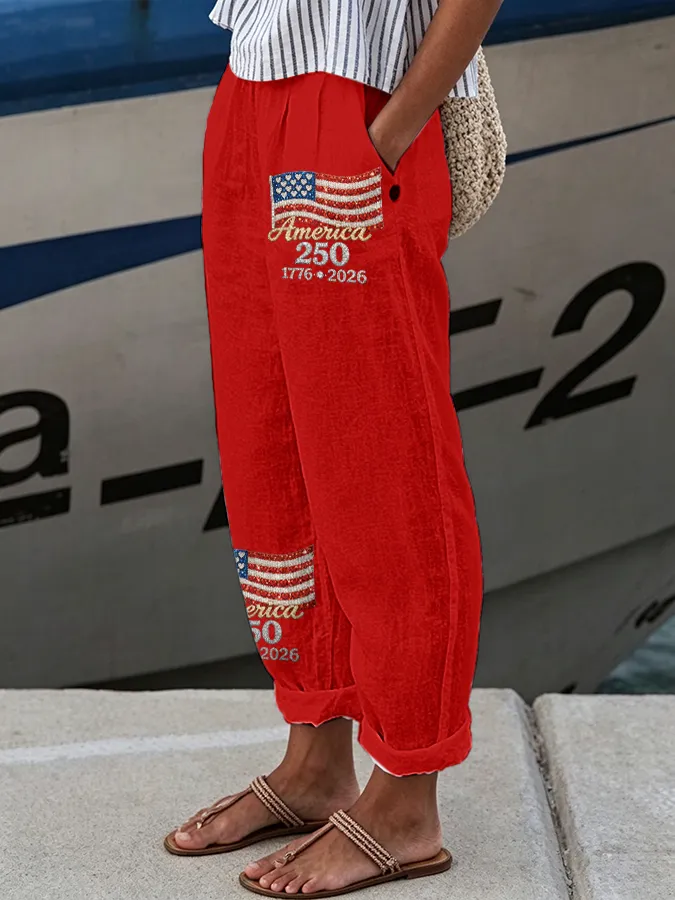 Women'S Flag Printed Casual Pants