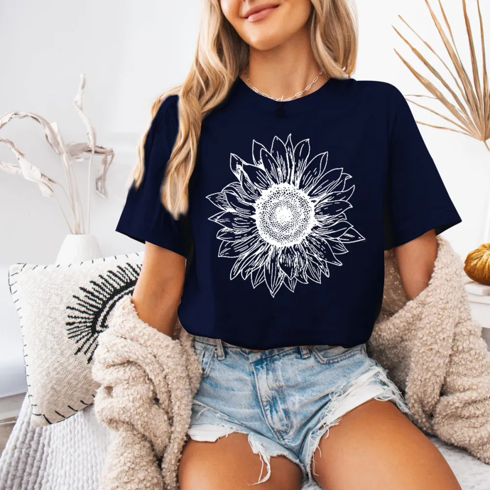 Sunflower Printed Short Sleeve T-Shirts
