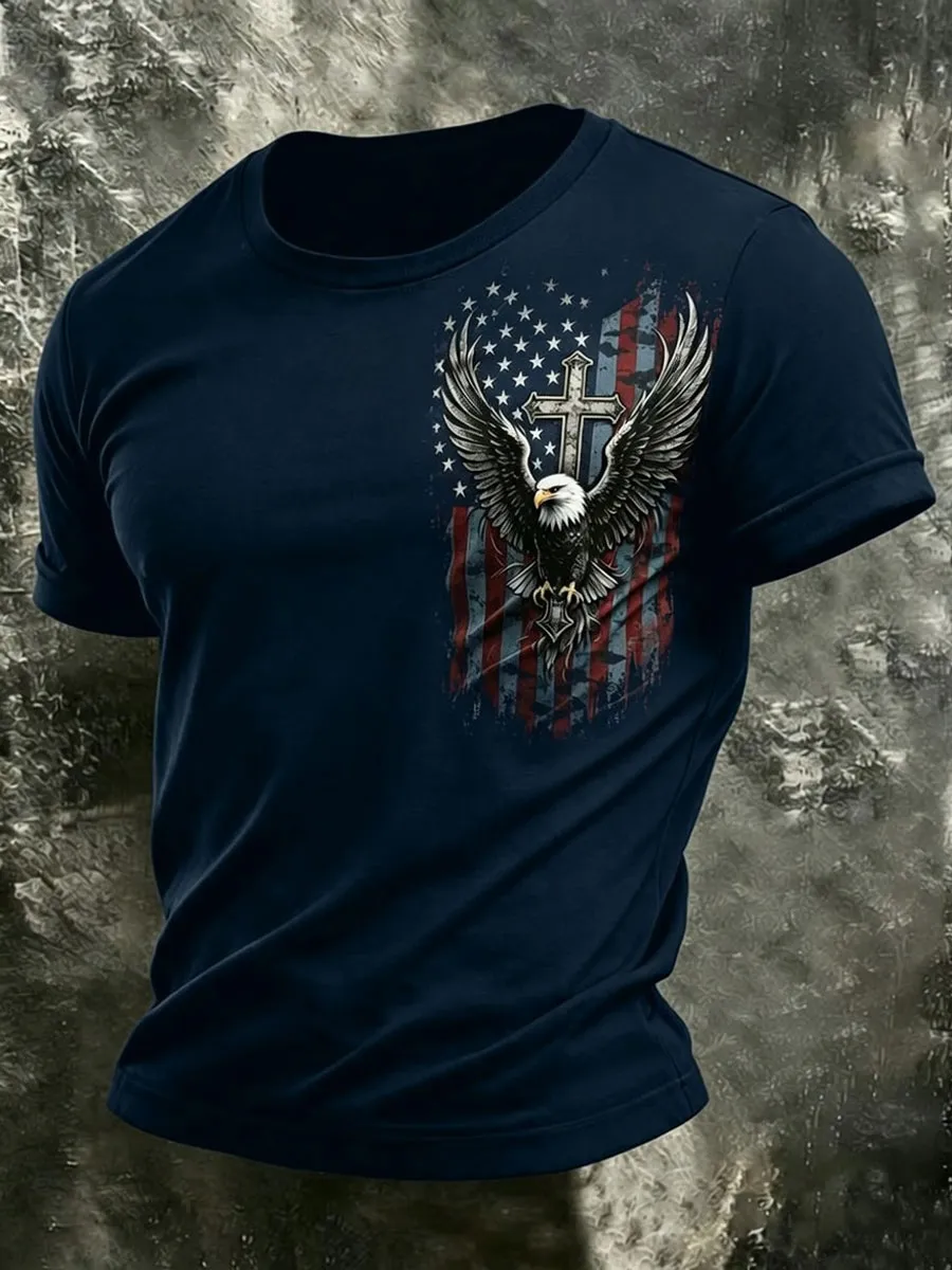 Men'S Retro America 250 National Flag Print Casual T Shirt
