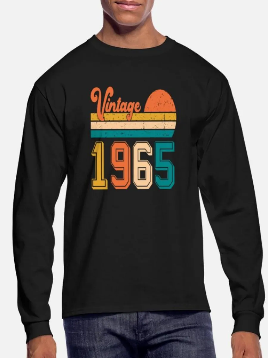 Men's Color 1965 Digital Print Casual Style Long-Sleeved T-Shirt