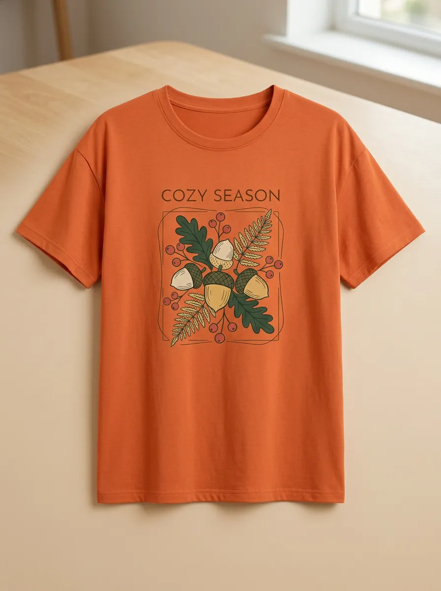 Acorn Leaf Berries Printed Women's Graphic T-Shirt