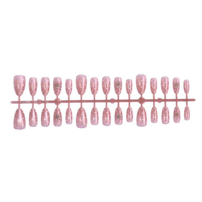 Nailhour 30Pcs Nude Vintage Floral Medium Almond Press On Nails