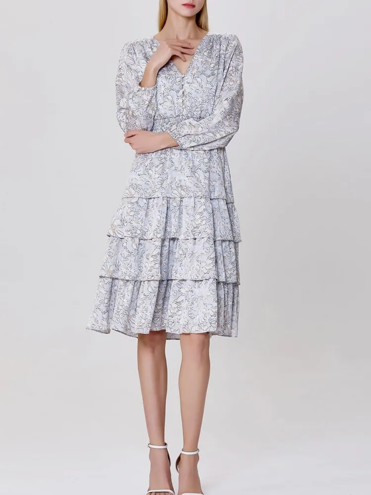 Smocked Waist Print Tiered Dress