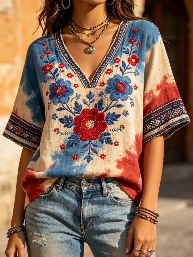 Women'S Casual 250Th Anniversary Floral Print Top