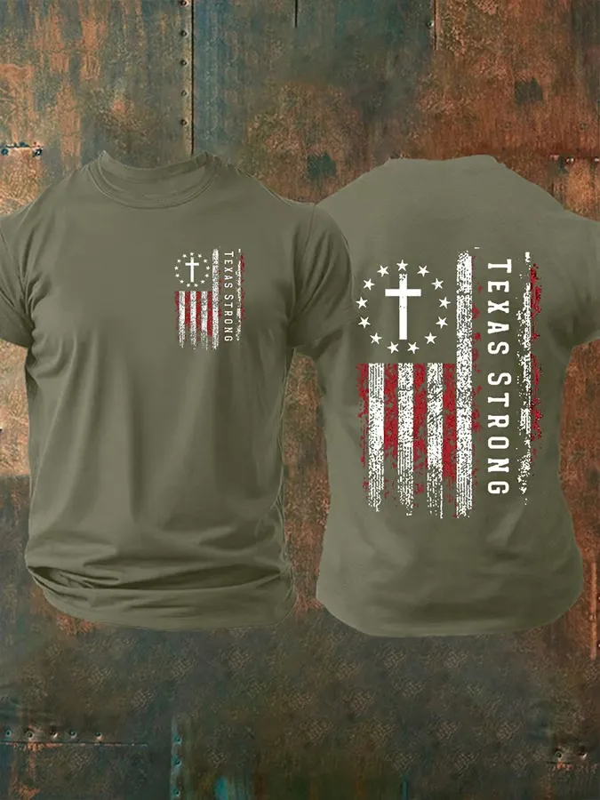 Men's Texas Strong Printed Round Neck T-Shirt