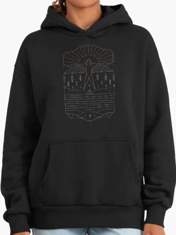 Minimalist Line Art Nature Scene Hoodie