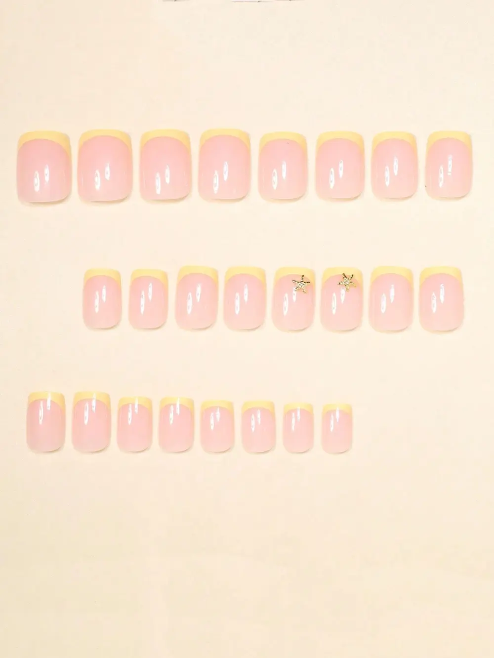 Nailhour 24Pcs French Short Square Starfish Ocean Press On Nails