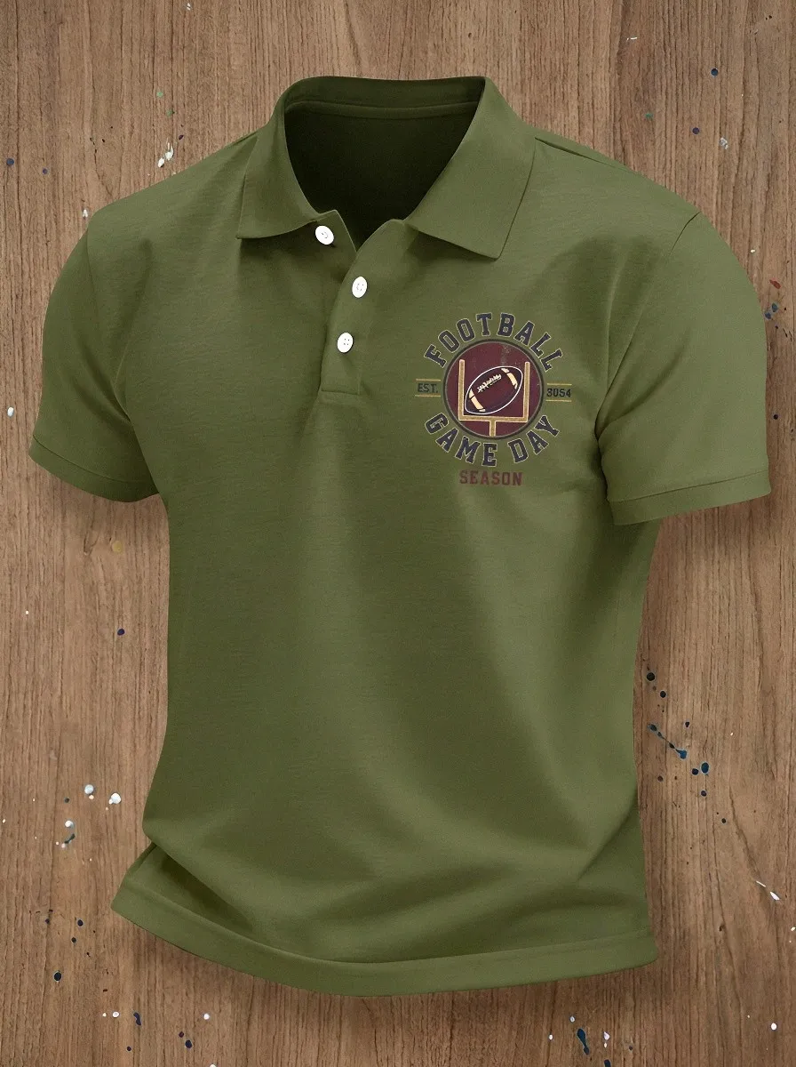 Men's Football Game Day Goalpost Printed Polo Shirt