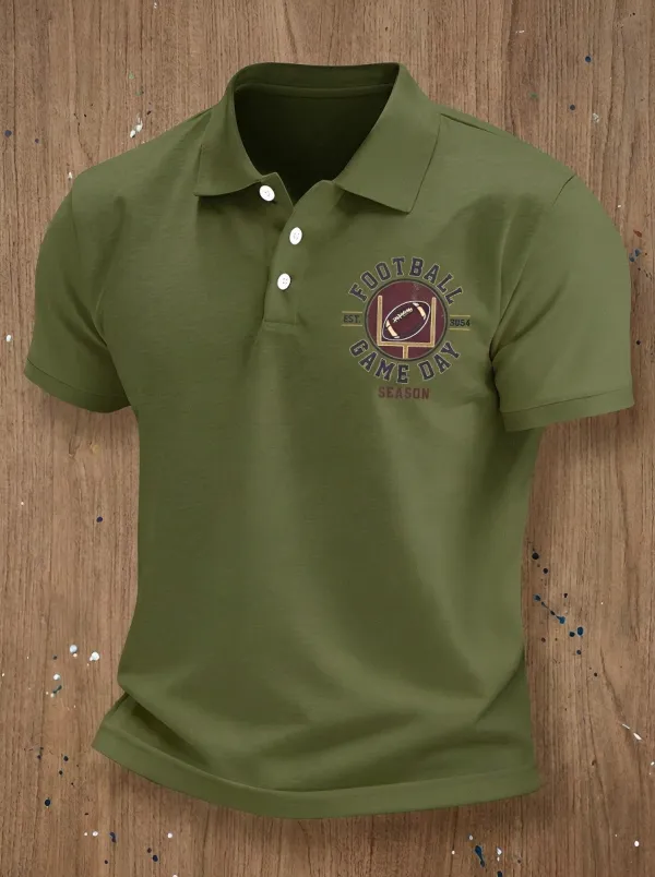 Men's Football Game Day Goalpost Printed Polo Shirt