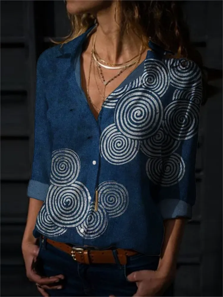 Artistic Spiral Print Shirt
