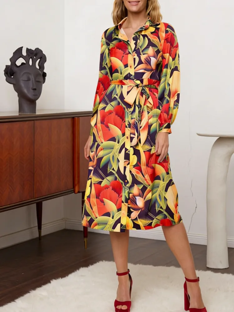 Floral Print Shirt Dress