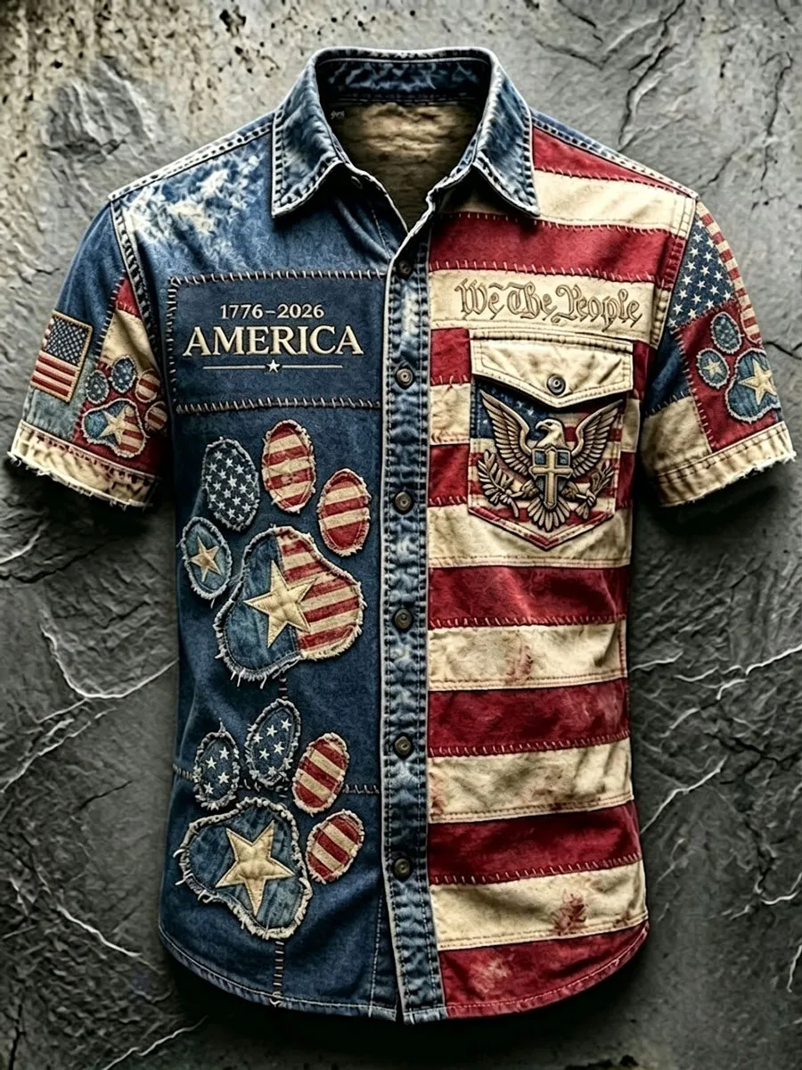 Men'S 250Th Anniversary National Paw Prints Faith Print  Shirt