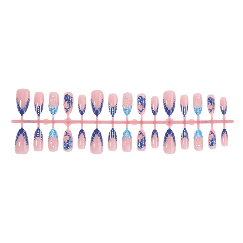 Nailhour 30Pcs Summer 3D Resin Blue Dolphin Press On Nails