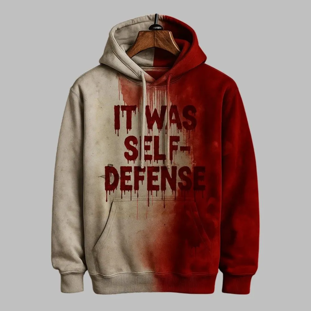 2025 Halloween It Was Self-Defense Bloody Art Print Hoodie