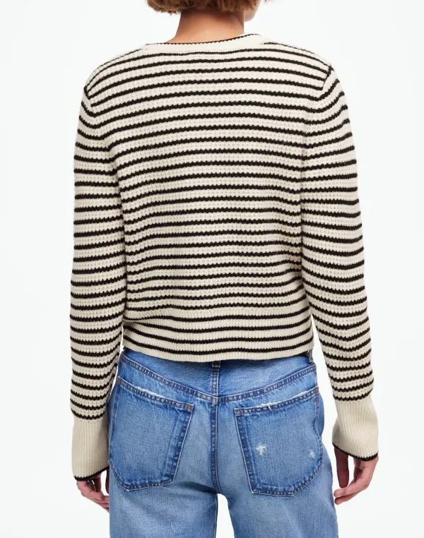 Waffle-Knit Wool Cardigans in Stripe