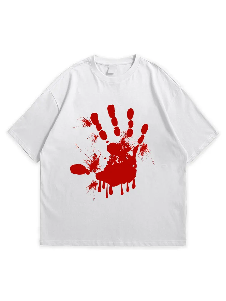 Men'S Halloween Artistic Abstract Palm Print  Simple Round Neck  T-Shirt