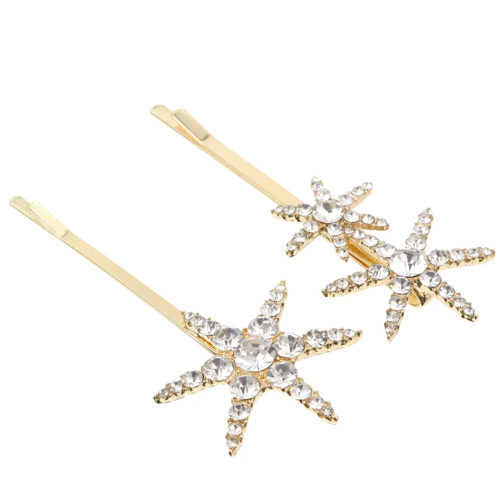 Gold Star-Shaped Fine Diamond Metal Hairpin