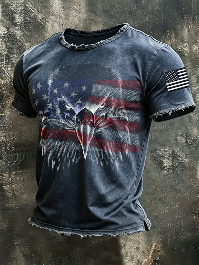 Men's American Flag Printed Casual T-shirt