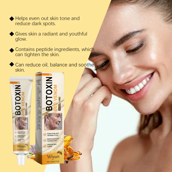 Wiyun Bee Venom Skincare Cream – gently nourishes and cares for facial skin, keeping it moisturized, hydrated, soft and tender.
