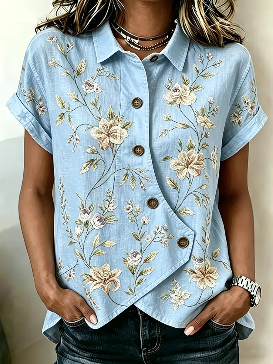 Women's Spring/Summer Floral Casual Daily Elastic Shirt