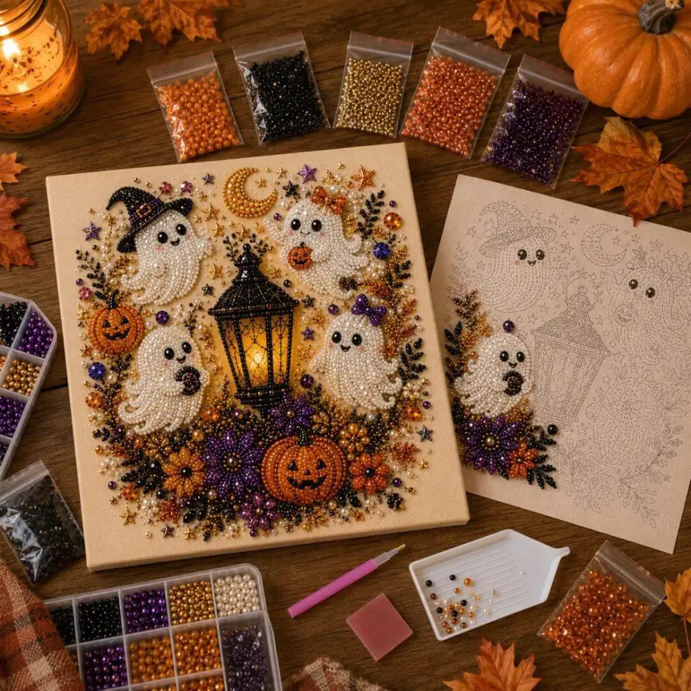 Halloween 5D Diamond Painting Kit: Beginner-Friendly Bead Art