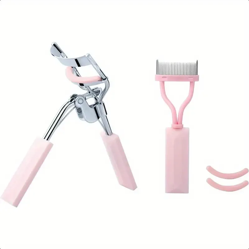 Pink Eyelash Curler and Eyelash Comb Set