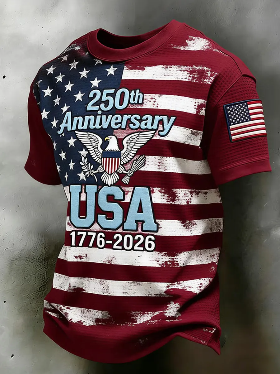 Men's American Anniversary Waffle-Knit Short-Sleeve T-Shirt