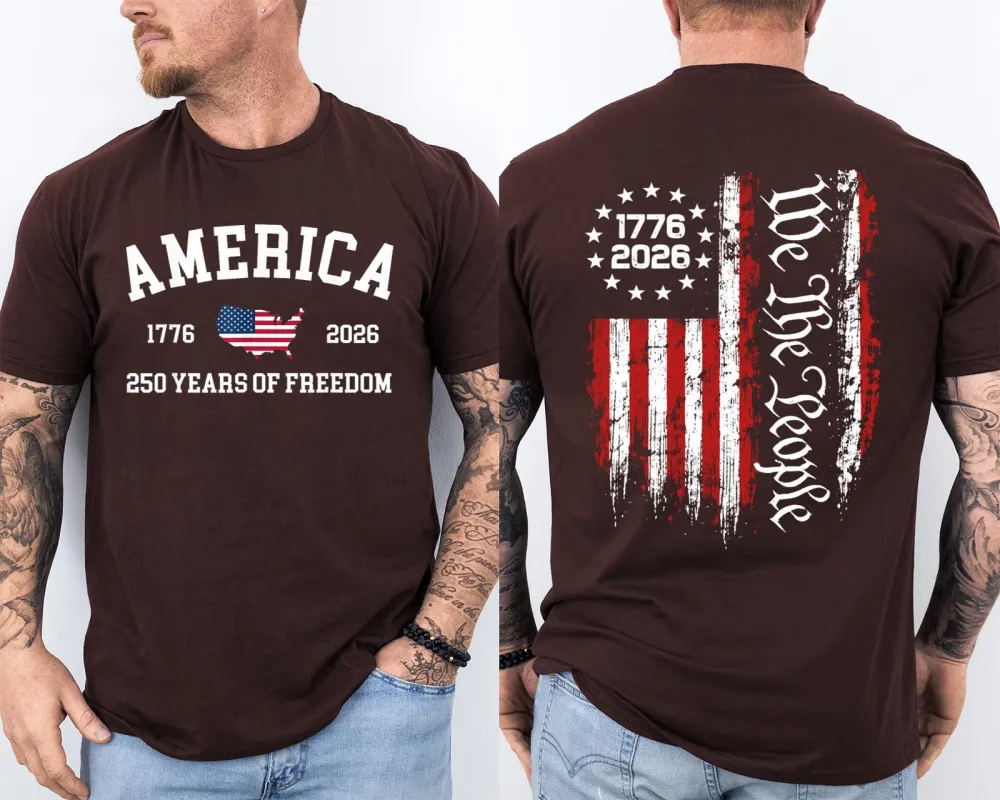 Men'S Casual American 1776-2026 Anniversary Printed Short Sleeved T-Shirt