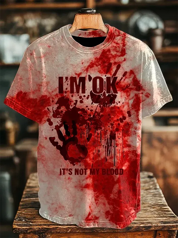 Men's I'm Fine It's Not My Blood Printed Casual T-Shirt