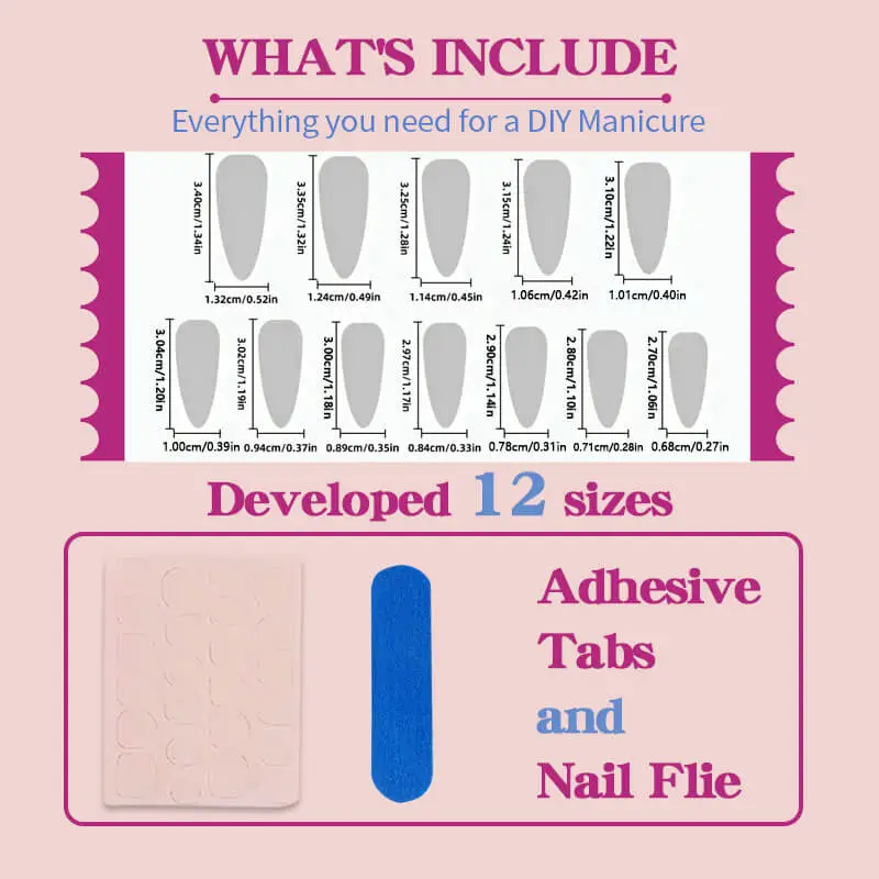 Nailhour 24Pcs Gothic Chrome Long Stiletto Press On Nails