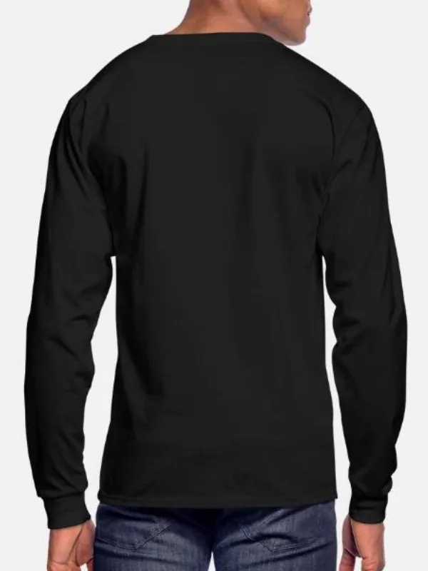 Men's Yellow Letter Printed Long-Sleeved T-Shirt