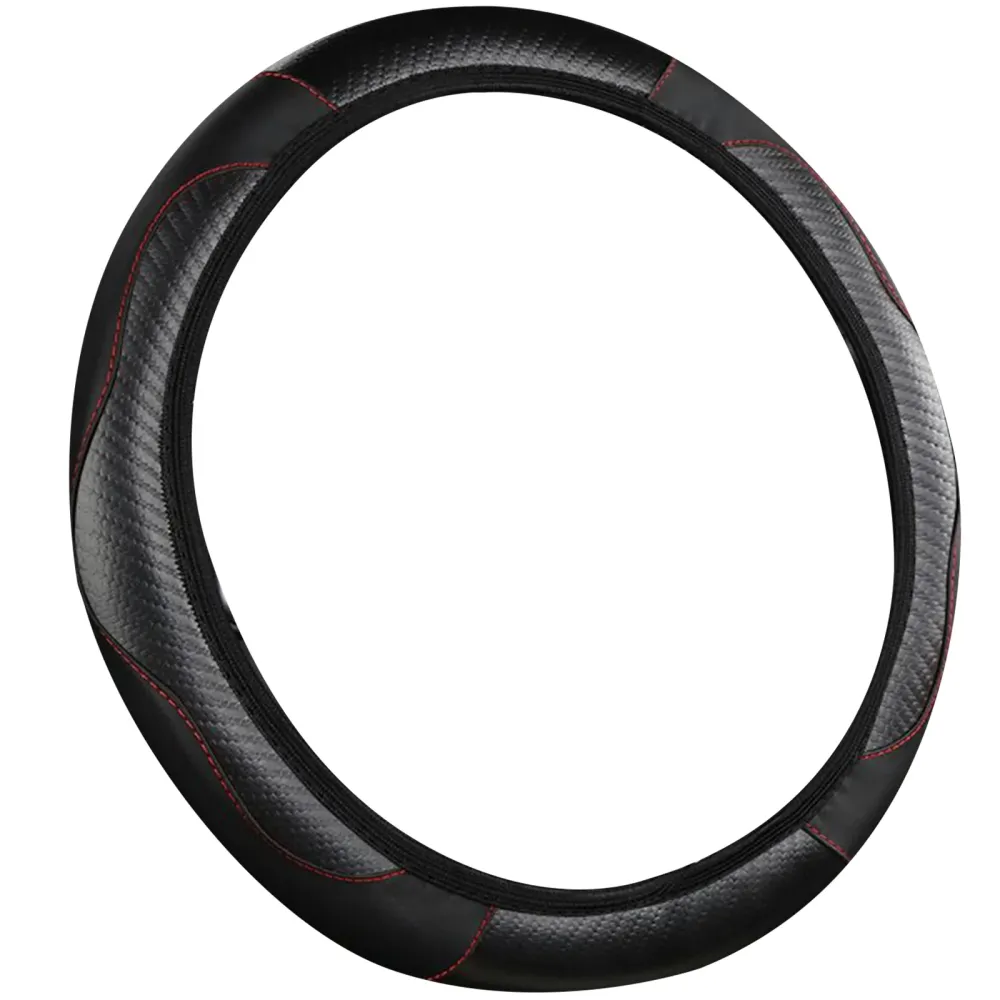 Black Synthetic Fiber Anti-Slip Steering Wheel Cover