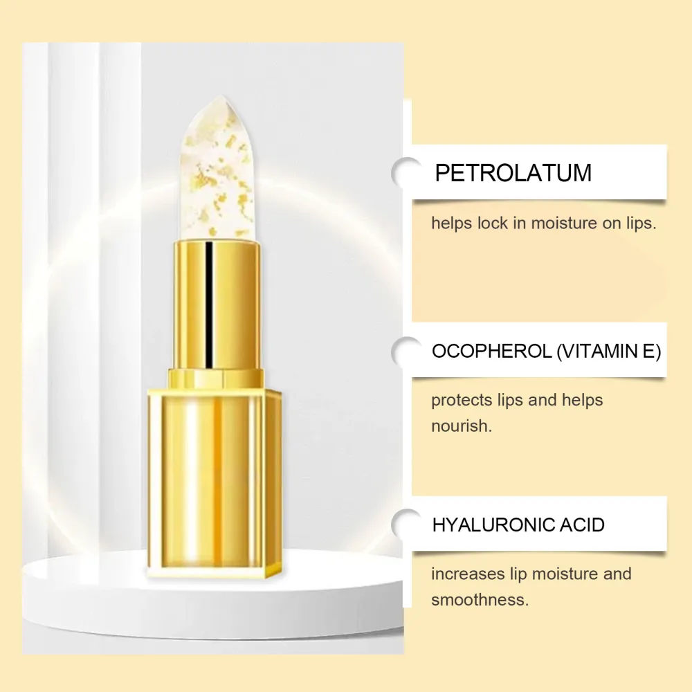 Jaysuing Gold Foil Color-Changing Nourishing Lipstick – Mildly nourishes, pampers lip skin, and delivers hydrating care for a dewy, healthy pout!-£FDC