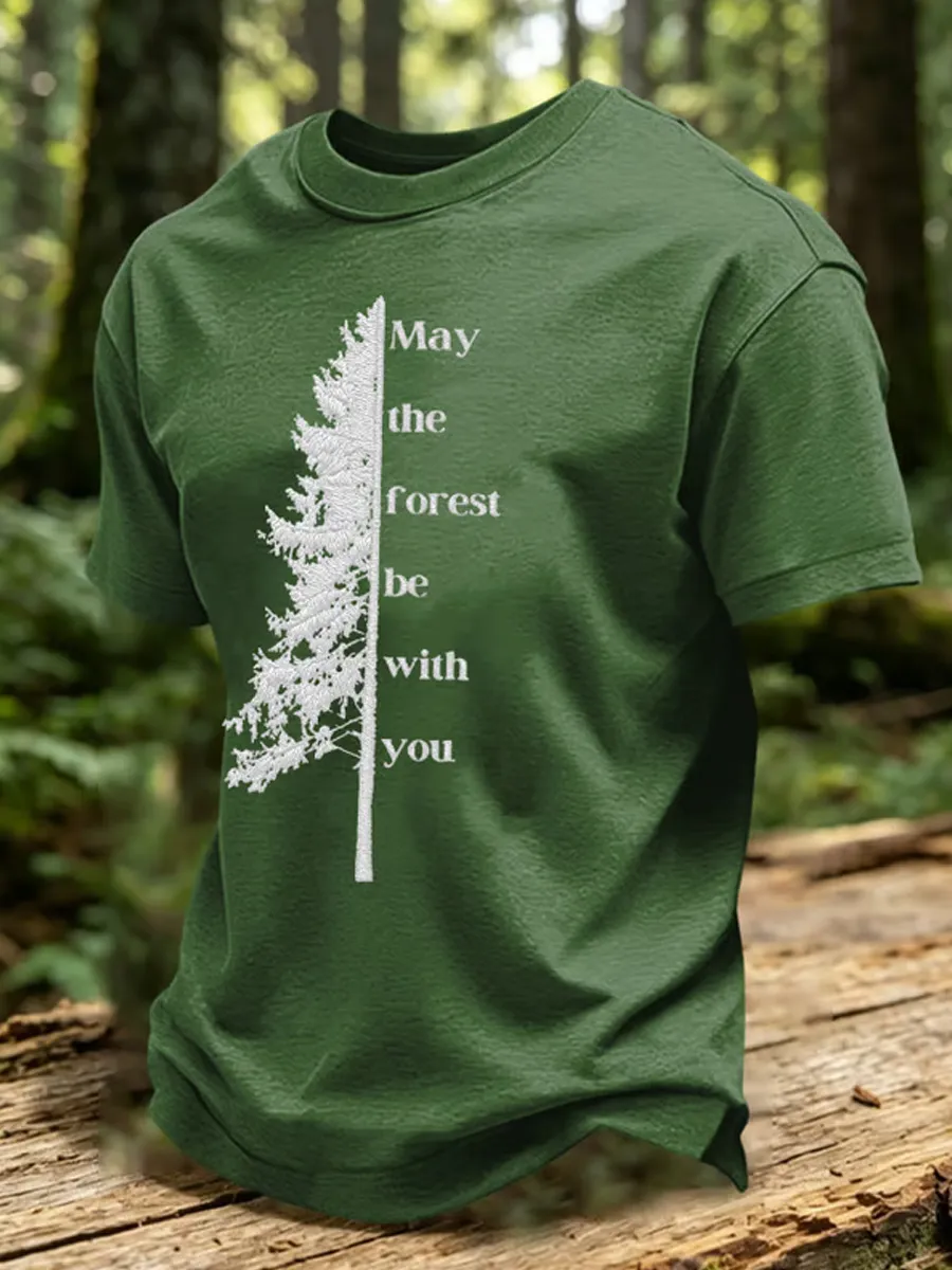 Men's May The Forest Be With You Printed Casual T-Shirt