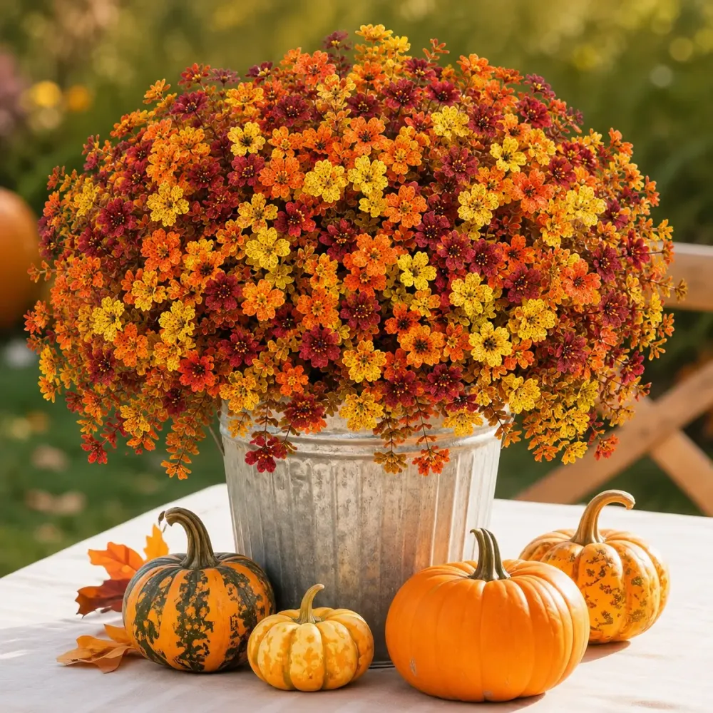 Fall Artificial Flower Halloween for Home Garden Party Wedding Decor (6/12/24Pcs/Set)
