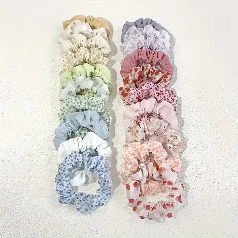 Cute Style Sweet Floral Print Hair Tie Set