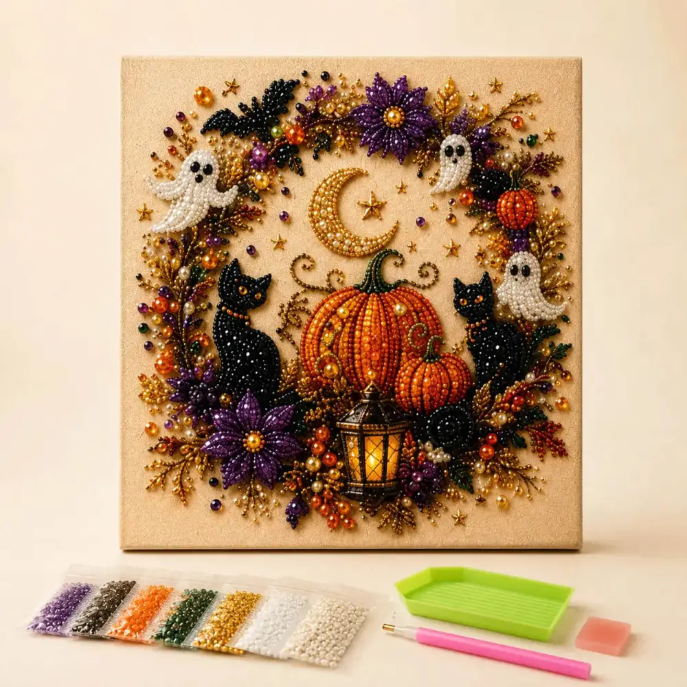Halloween 5D Diamond Painting Kit: Beginner-Friendly Bead Art