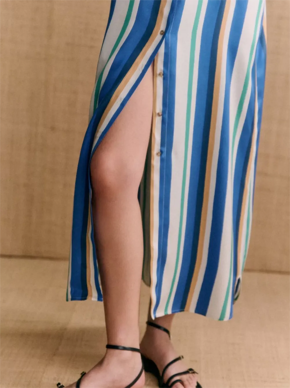 Striped Short Sleeve Maxi Dresses