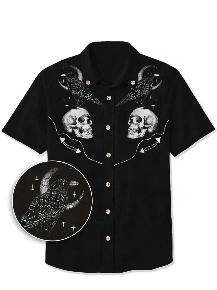 Crow With Moon - 100% Cotton Shirt