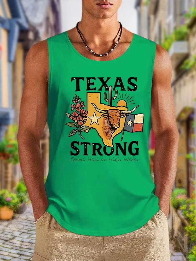 Men'S Simple Style Texas Strong Leisure Crew Neck Vest