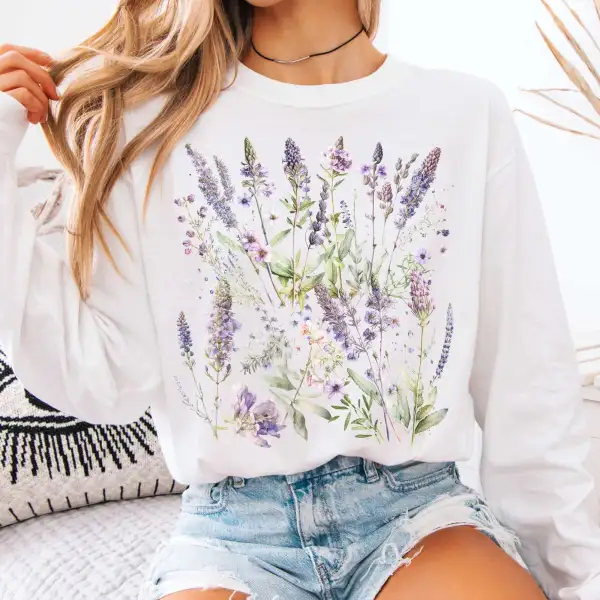 Lavender Floral Long Sleeve Shirt