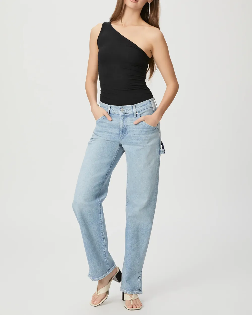 Black Asymmetrical Shoulder Slim Fit Tank Top