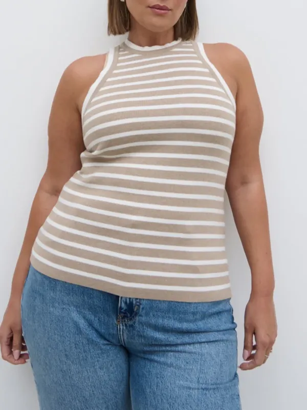 Stripe Knit Racer Top Curve