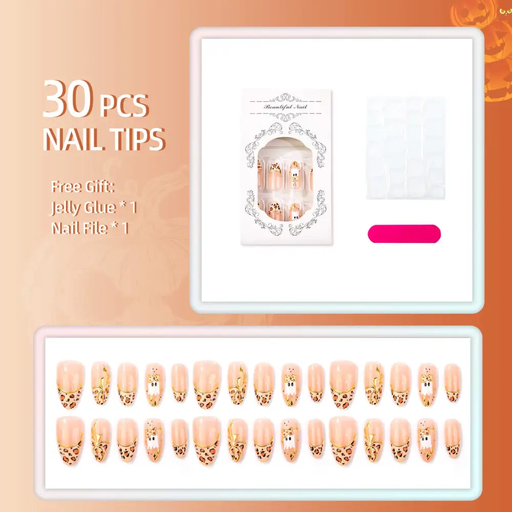 Nailhour 30Pcs Autumn Gilded  Medium Almond Press On Nails